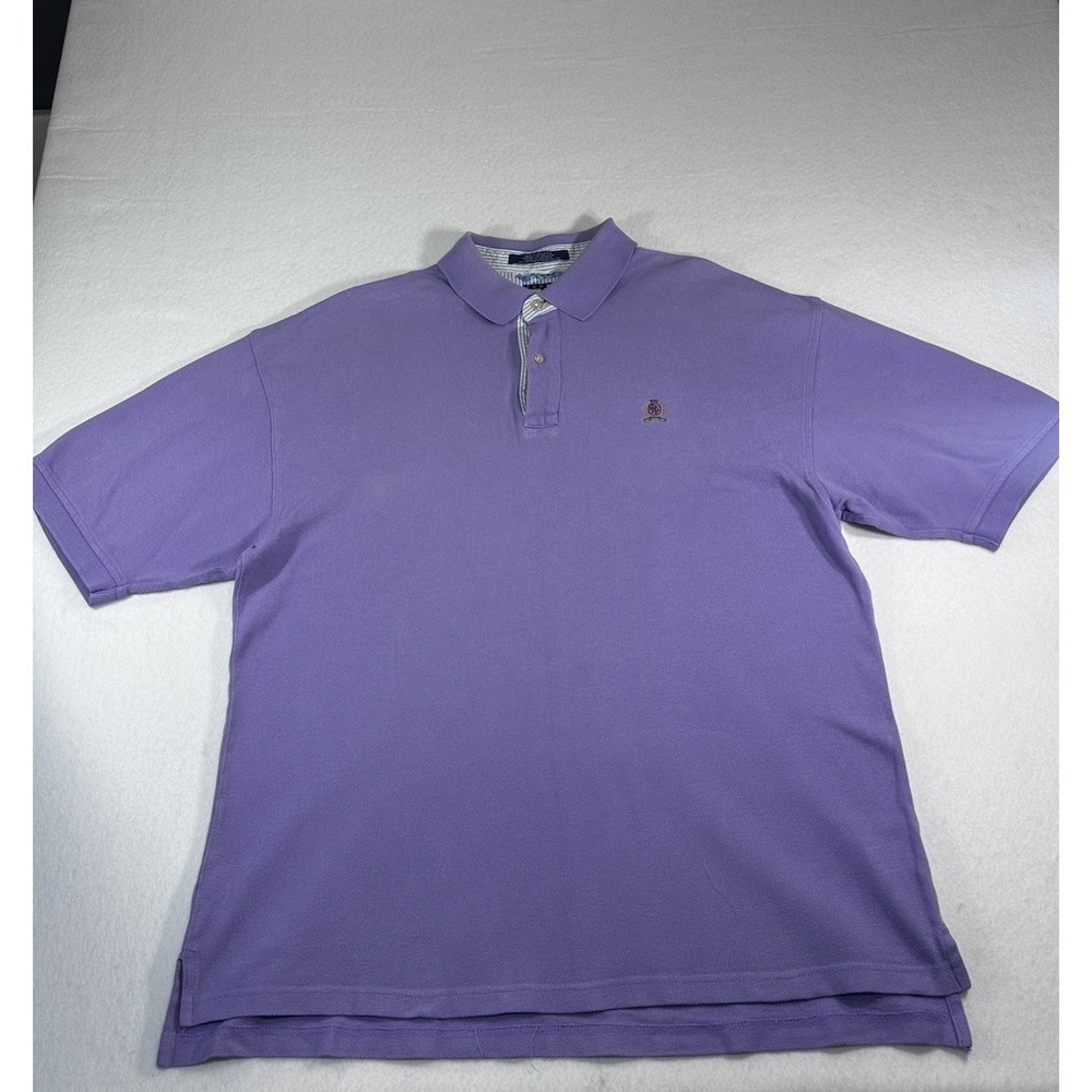 Tommy Hilfiger Mens XL Purple Polo Shirt Crest Logo Pique Cotton Short Sleeve